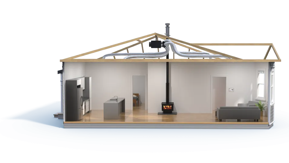 Diagram showing how an HRV heat transfer ventilation system works